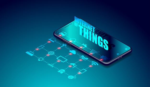Iot internet rzeczy na smartfonach Premium Wektorów