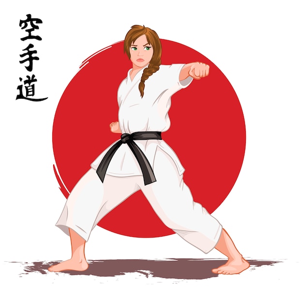 Karate Woman Premium Wektor