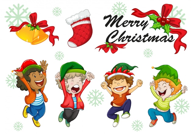 Kartki świąteczne Szablon Taniec Dzieci | Premium Wektor