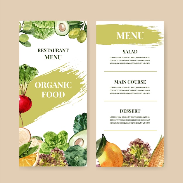 Kolekcja akwarela farby roślinne. świeża żywność organicznego menu zdrowa ilustracja Darmowych Wektorów