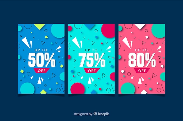 Kolekcja bannerów sprzedażowych w stylu memphis Darmowych Wektorów