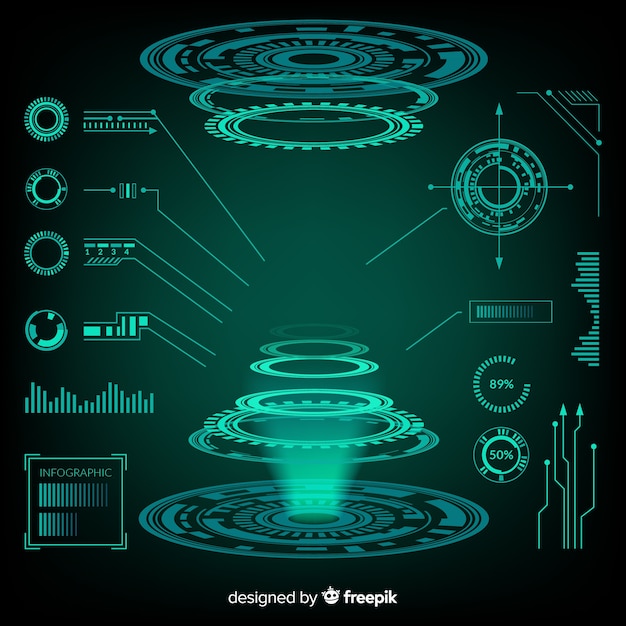 Kolekcja elementów infographic futurystyczny hologram Darmowych Wektorów