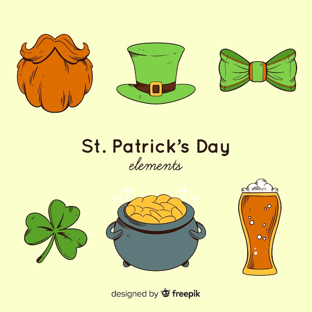 Kolekcja elementów st patrick's day Darmowych Wektorów