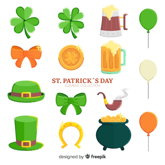 Kolekcja elementów st. patrick's day Darmowych Wektorów