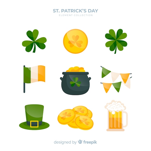 Kolekcja elementów st. patrick's day Darmowych Wektorów