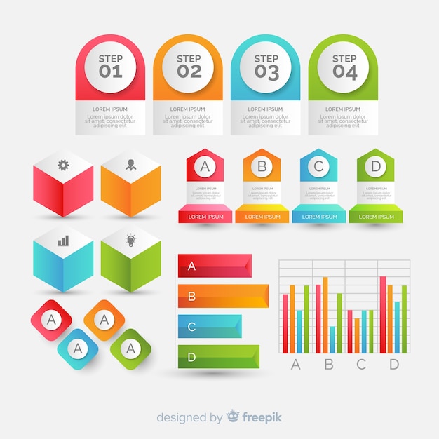 Kolekcja elementu gradientu infographic Darmowych Wektorów