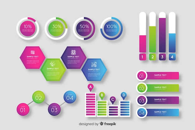Kolekcja elementu gradientu infographic Darmowych Wektorów