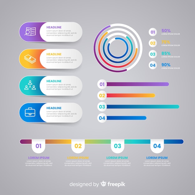 Kolekcja elementu gradientu infographic Darmowych Wektorów