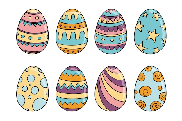 Kolekcja Ręcznie Rysowane Jajko Wielkanocne Darmowy Wektor 4486