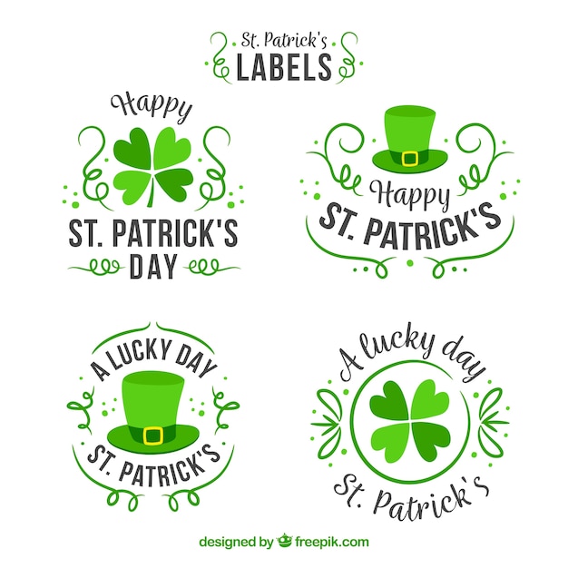 Kolekcja znaczków i etykiet st. patrick's Darmowych Wektorów