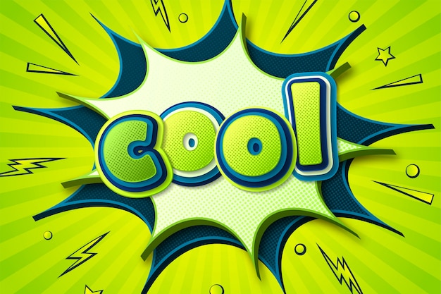 Komiks plakat z napisem cool on bubble bubble Premium Wektorów