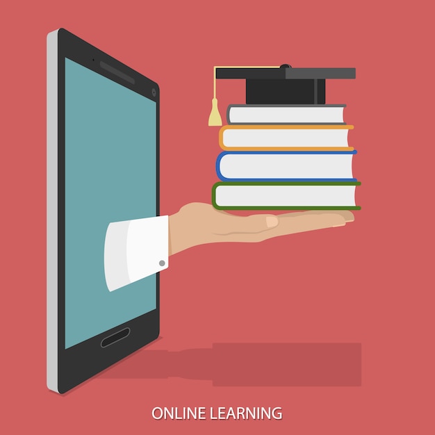 Koncepcja edukacji płaskiej izometryczny online. Premium Wektorów