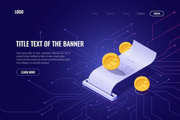 Koncepcja górnictwa i płatności kryptowaluty, ico transparent izometryczny, strona internetowa technologii blockchain Darmowych Wektorów