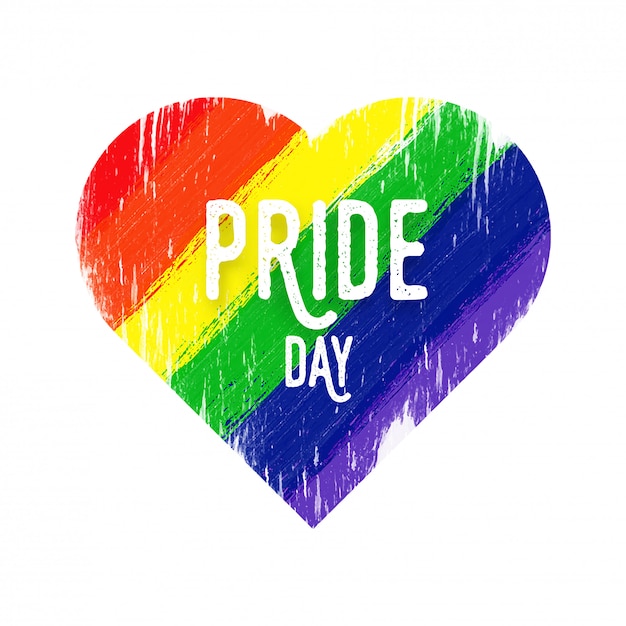 Koncepcja happy pride day w kształcie serca dla społeczności lgbtq. Premium Wektorów
