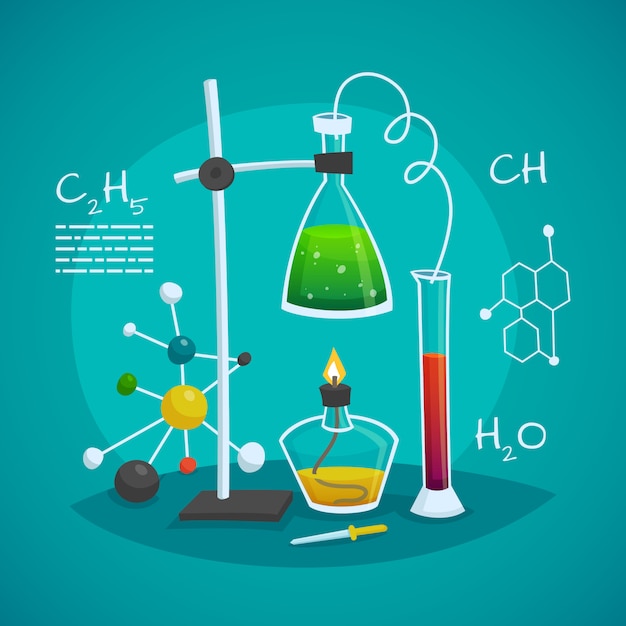 Koncepcja projektowania laboratorium chemicznego workspace Darmowych Wektorów