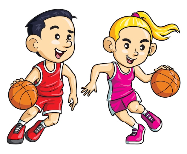 Koszykówka Kreskówka Dla Dzieci | Premium Wektor