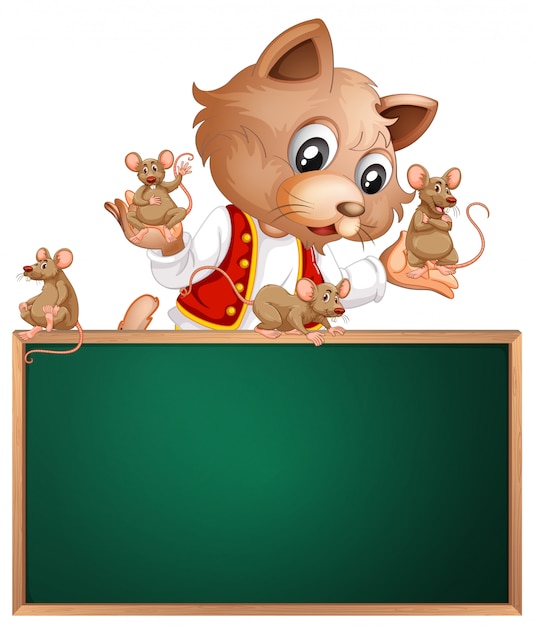 Kot i mysz na chalkboard copyspace tle Darmowych Wektorów