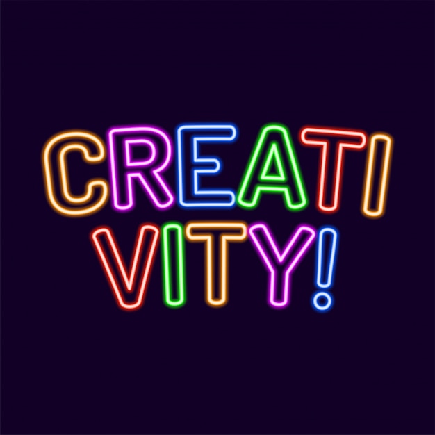 Kreatywność napis neon font 80s text Premium Wektorów