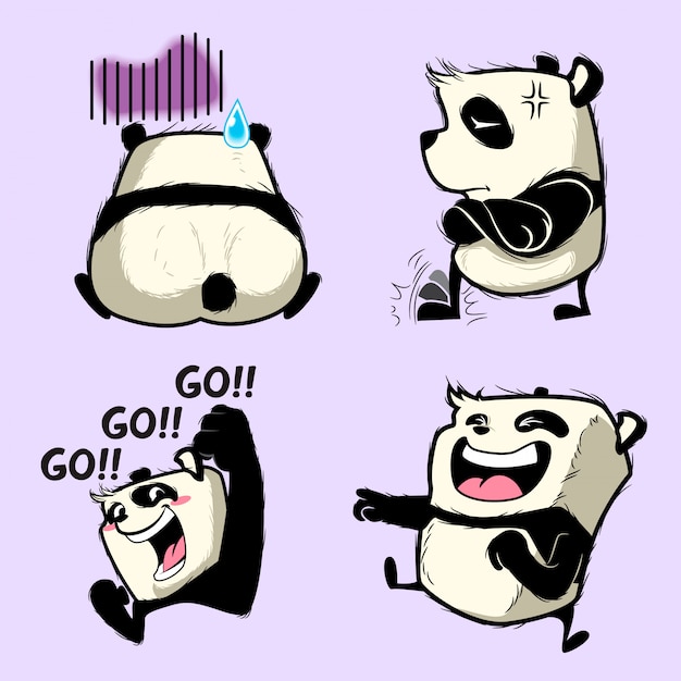 Ładna naklejka na pandę, naszywki panda Premium Wektorów
