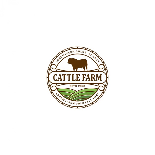 Logo farmy bydła - farma krów angus Premium Wektorów