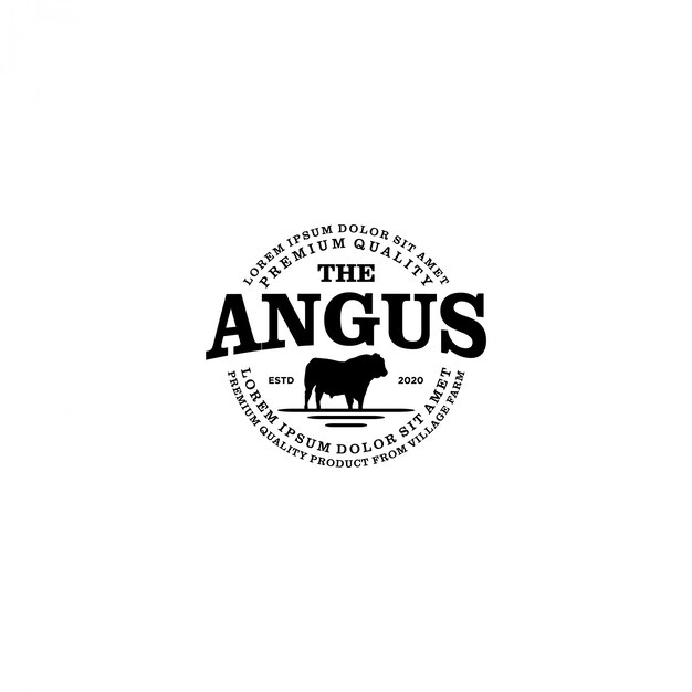 Logo farmy bydła - farma krów angus Premium Wektorów
