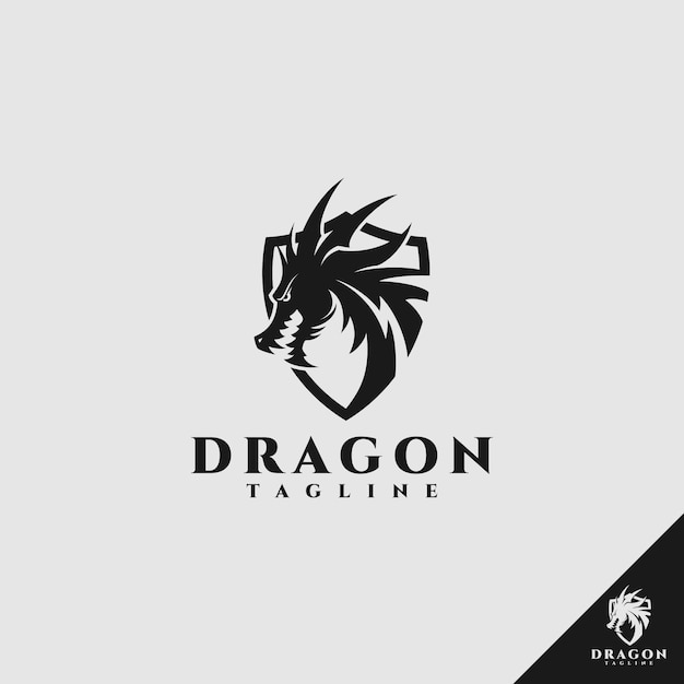 Logo smoka z koncepcją tarczy Premium Wektorów