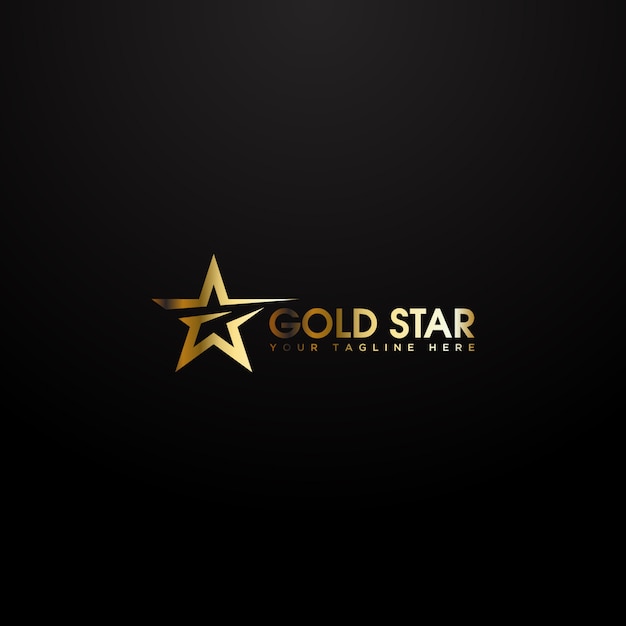 Logo Złotej Gwiazdy W Eleganckim Złotym Kolorze Na Czarnym