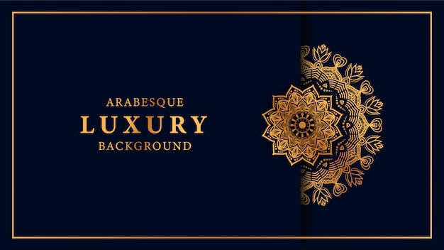 Luksusowe mandali elegancki tło z arabeska złoty wzór arabski styl Premium Wektorów