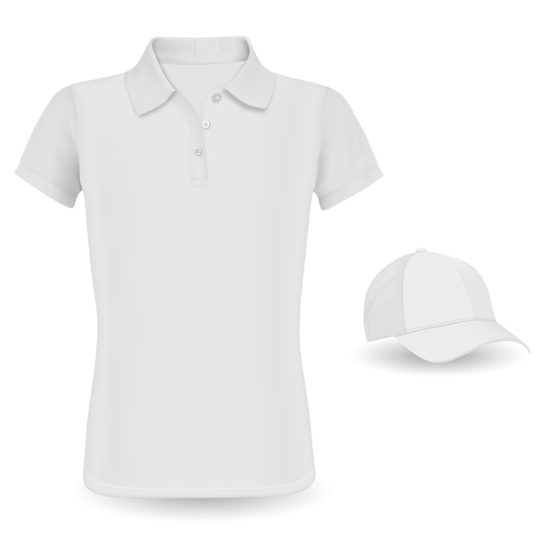Makieta Koszulki Polo. Koszulka Wektor I Czapka Z Daszkiem Premium Wektorów