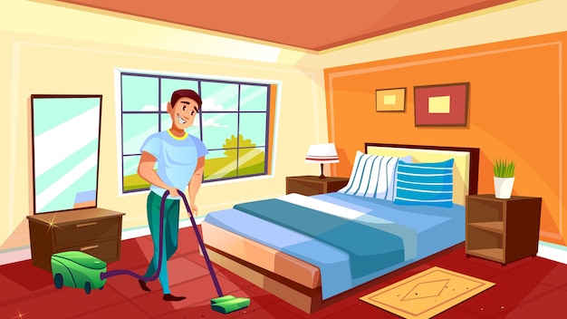 Man Cleaning Room Illustration Of Househusband Lub College Boy Z ...