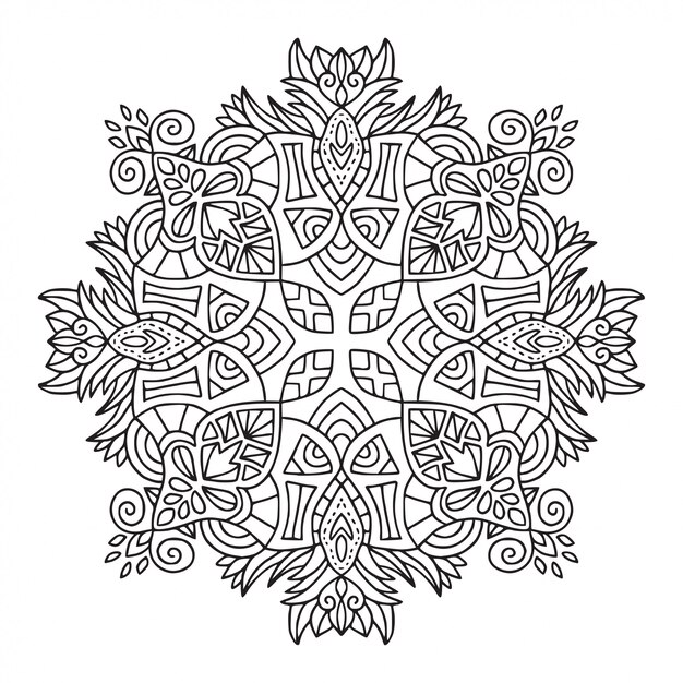 Mandala Ozdobna. Liniowy Wzór Ornamentu. Książka Do