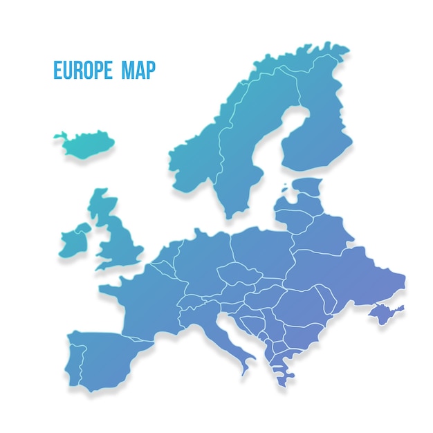 Mapa Europy W Kolorach W Stylu Plaski Premium Wektor