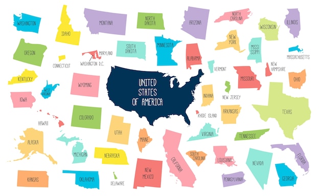 Mapa usa z oddzielnymi stanami. Premium Wektorów