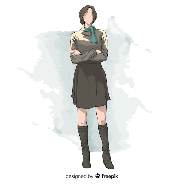 Mody ilustracyjna ręka rysujący projekt Darmowych Wektorów