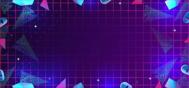 Neo memphis streszczenie tło z lat 80-tych elementów geometrycznych dekoracji Premium Wektorów