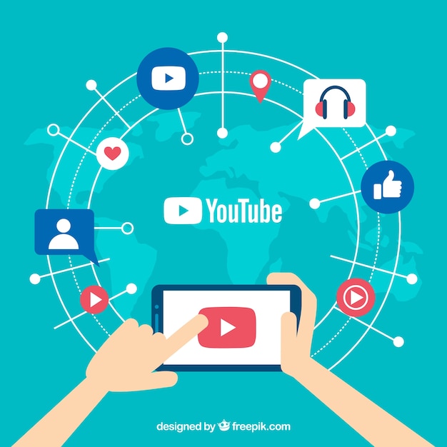 Odtwarzacz Youtube W Urządzeniu O Płaskiej Konstrukcji Darmowych Wektorów