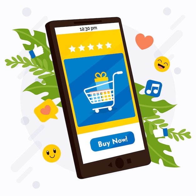 Ogólnospołeczny Medialny Marketingowy Telefonu Komórkowego Pojęcie Z Zakupy Darmowych Wektorów