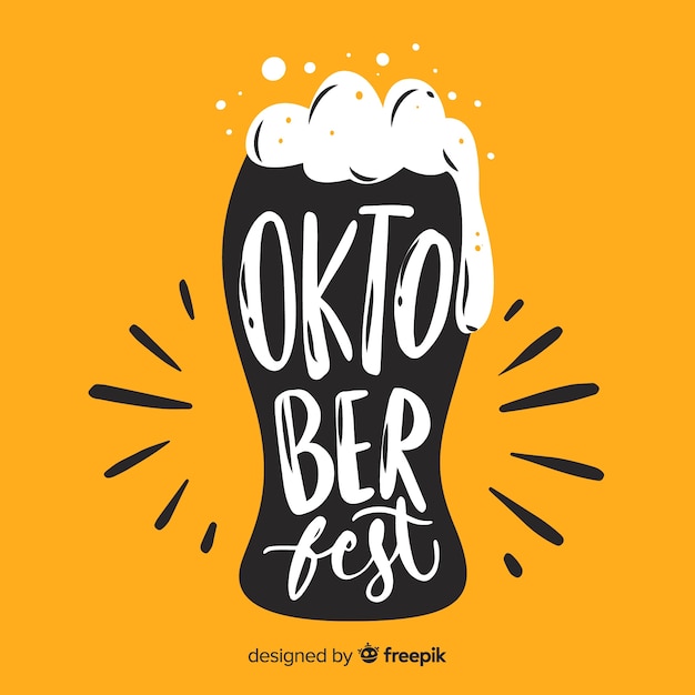 Oktoberfest napis z żółtym tle Darmowych Wektorów
