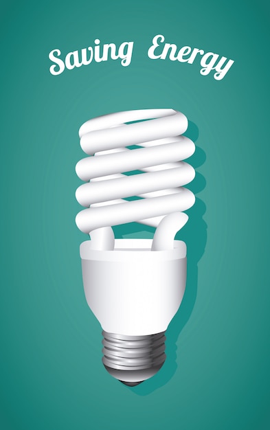Oszczędność energii, żarówka na niebiesko Darmowych Wektorów
