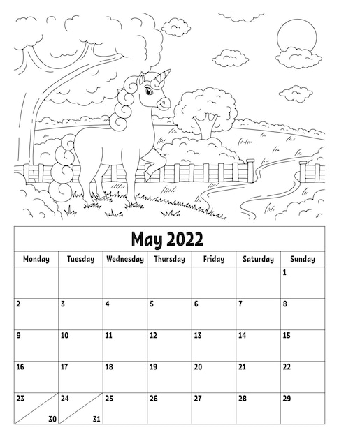 calendar coloring page high quality