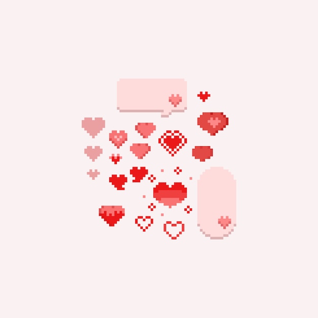 Pixel valentine hearts set.8bit. Premium Wektorów