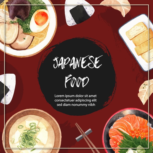 Plakat ilustracji sushi restauracji. inspirowany stylem japońskim w nowoczesnym stylu Darmowych Wektorów