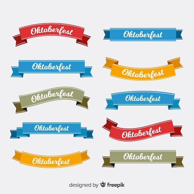 Płaska kolekcja wstążki oktoberfest Darmowych Wektorów