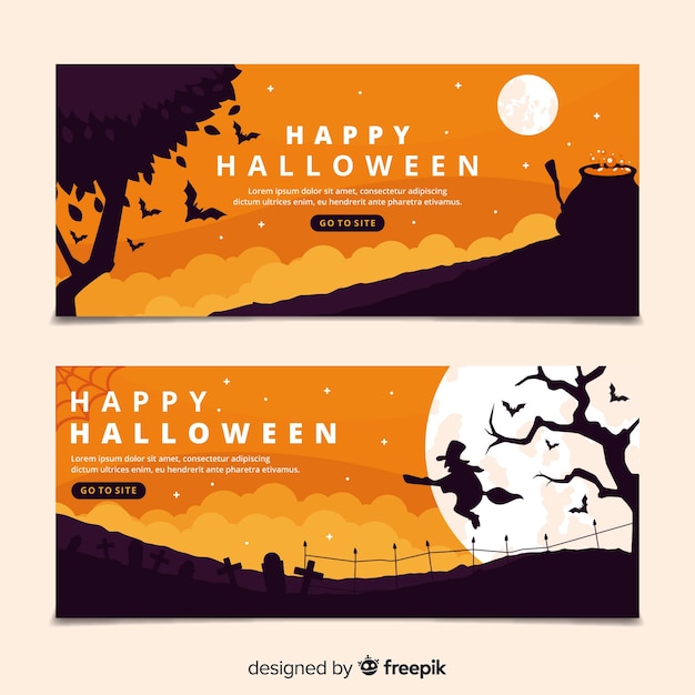Płaska konstrukcja halloween banery szablon Darmowych Wektorów