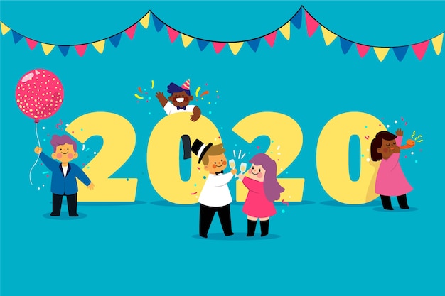 Płaska Konstrukcja Nowy Rok 2020 Tło Darmowych Wektorów