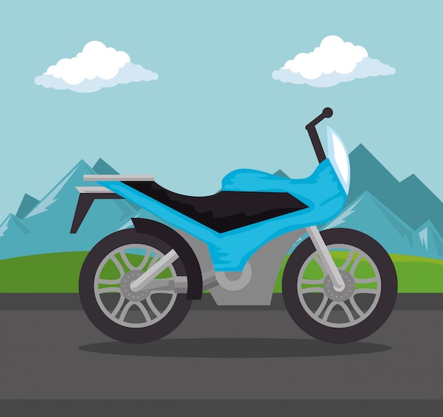 Pojazd motocyklowy w scenie drogowej Darmowych Wektorów