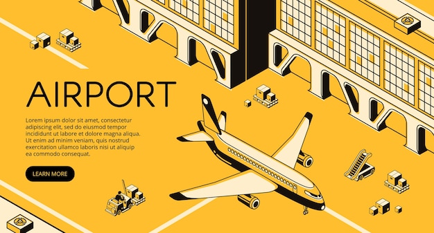 Port lotniczy logistyki frachtu ilustracja samolot, paczki na wózek paletowy wózek widłowy Darmowych Wektorów