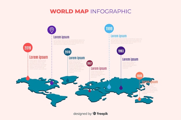 Profesjonalna infographic mapa świata Darmowych Wektorów