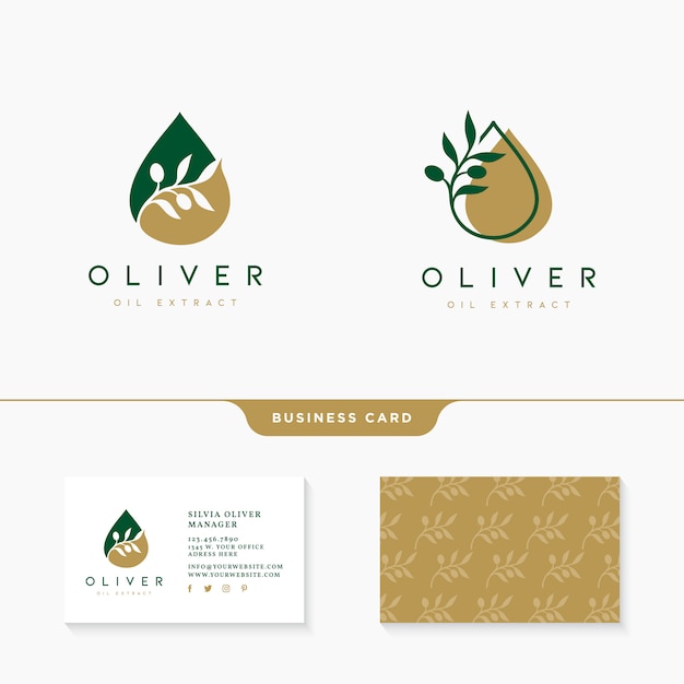 Projektowanie logo oliwy z oliwek z szablonu wizytówki Premium Wektorów