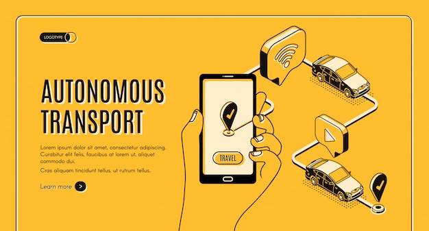 Przyszłe inteligentne technologie, smartfon z aplikacją do auto-jazdy na ekranie Darmowych Wektorów
